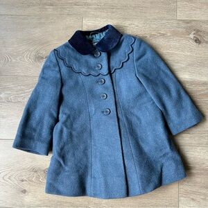 Rare Unique Vintage Blue 100% Wool Coat Toddler Girl Winter 3T England